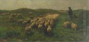 Shepherd And Flock Returning From Pasture by Anton Mauve