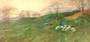 Shepherd And His Flock On A Hillside by Anton Mauve