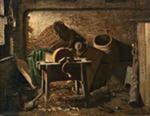Schuurinterieur Met Slijpsteen by Anton Mauve