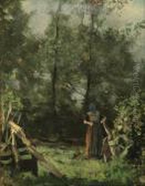 Wooded Landscape With A Standing Figure - view 1