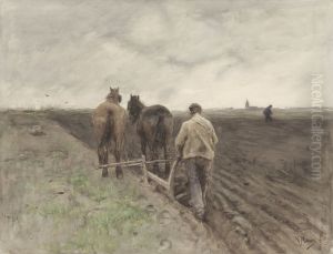 Ploegende Boer by Anton Mauve