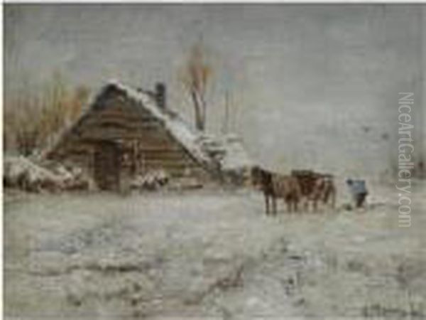 A Peasant At Work On A Wintry Day - view 1