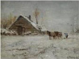 A Peasant At Work On A Wintry Day by Anton Mauve