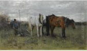 A Ploughing Farmer by Anton Mauve