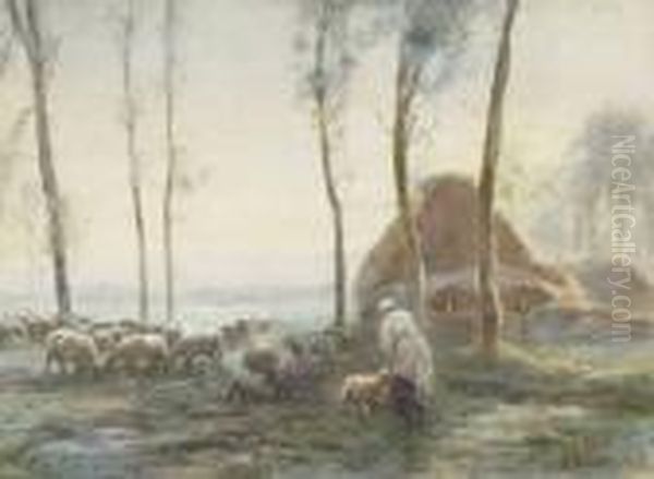 Shepherdess And Flock - view 1