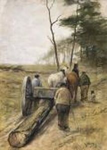 Woodcutters On A Sandy Track by Anton Mauve