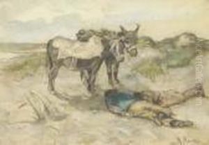 Welcome Shade: Donkeys And Their Keepers In The Dunes by Anton Mauve
