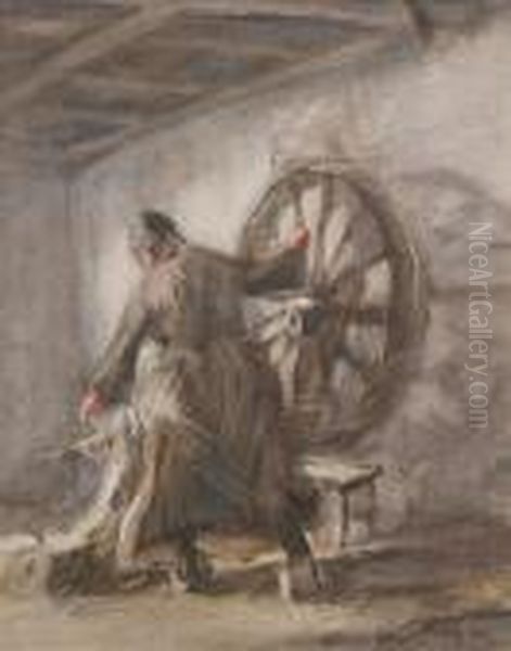 Woman At A Spinning Wheel - view 1