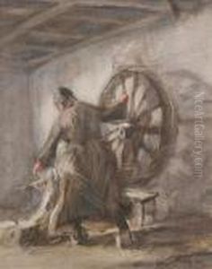 Woman At A Spinning Wheel