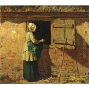 A Peasant Woman By A Barn by Anton Mauve