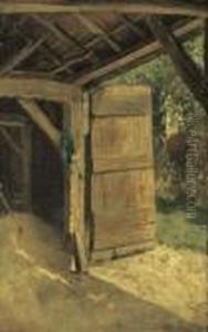 De Staldeur: A Sunny Farmyard by Anton Mauve