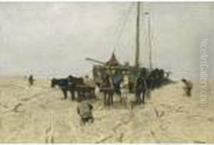 Fishing Boats On Scheveningen Beach by Anton Mauve