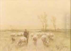A Shepherd And Flock Heading Home by Anton Mauve