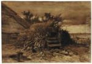 Tree Branches And A Wooden Fence Piled Up By A Farm by Anton Mauve