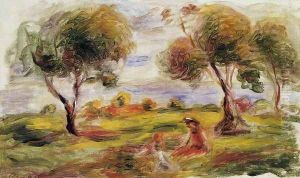 Landscape With Figures At Cagnes by Pierre Auguste Renoir