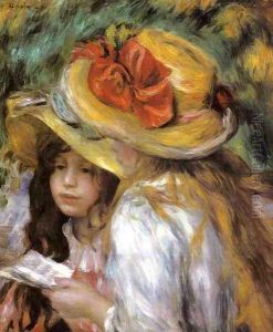 Two Young Girls Reading by Pierre Auguste Renoir