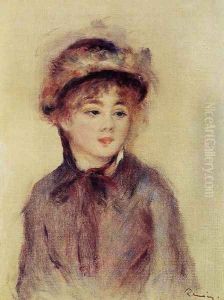 Bust Of A Woman Wearing A Hat by Pierre Auguste Renoir