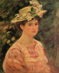 Young Woman Wearing A Hat With Wild Roses