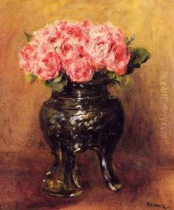 Roses In A China Vase by Pierre Auguste Renoir