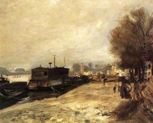 Laundry Boat By The Banks Of The Seine Near Paris