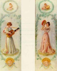 La Musique (two Paintings) by Pierre Auguste Renoir