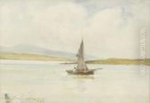 Fishing Boat And Figure In A Bay by William Bingham McGuinness