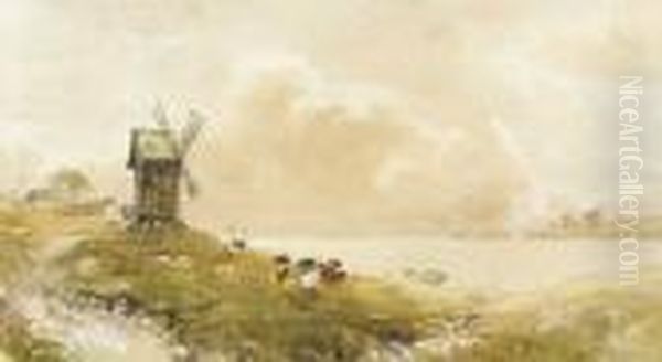 Windmill And Cattle Grazing - view 1
