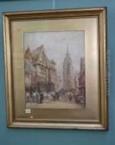 A Crowded Continental Street Scene by William Bingham McGuinness