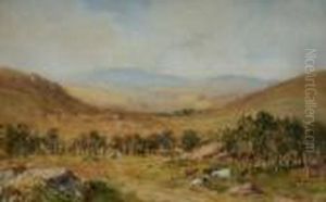 Cattle Grazing In A Valley Pasture by William Bingham McGuinness