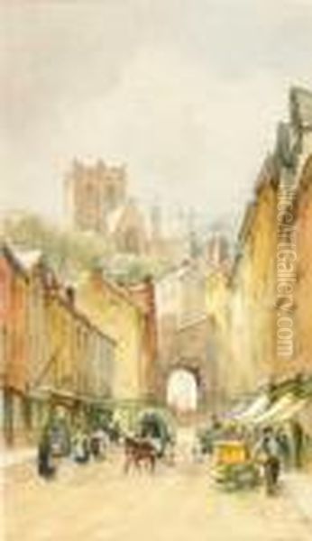 Market Day In A Cathedral Town - view 1