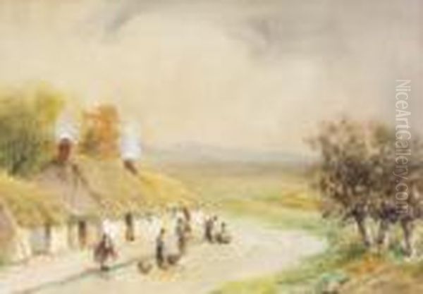 Figures Outside A Cottage - view 1