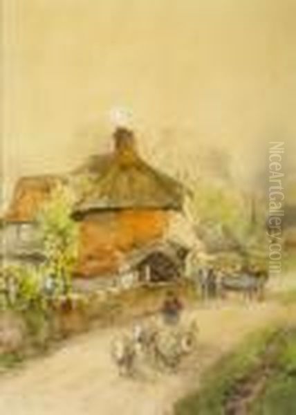 A Shepherd And His Flock In Village - view 1