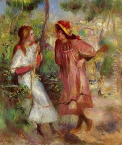 Two Girls In The Garden At Montmartre by Pierre Auguste Renoir