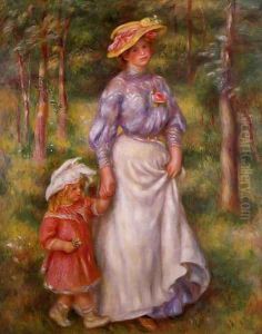 The Promenade Aka Julienne Dubanc And Adrienne by Pierre Auguste Renoir