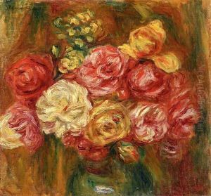 Bouquet of Roses in a Green Vase I by Pierre Auguste Renoir