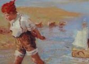 Spielende Kinder Am Ufer by William McTaggart