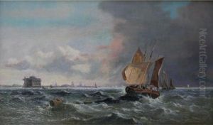 Mackerel Boats Under Weigh Off Calais by Arthur Joseph Meadows