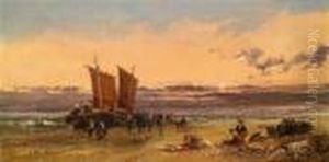 Heimkehr Der Fischer Am Strand by Arthur Joseph Meadows