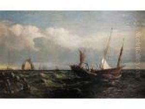 French Fishing Boat With Other Vessels In Coastal Waters French Fishing Boat With Other Vessels In Coastal Waters