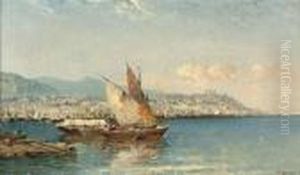 Fishermen On The Bay Of Genoa by Arthur Joseph Meadows