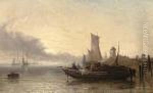 Dutch Market Boat - River Dort, Early Evening by Arthur Joseph Meadows