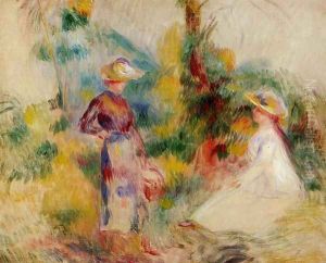 Two Women In A Garden2 by Pierre Auguste Renoir