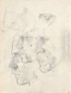 Studie Muzskych Profilov by Laszlo Mednyanszky