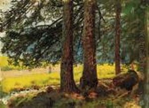 Forest With Sunlit Clearing by Laszlo Mednyanszky
