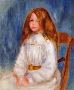 Seated Girl With Blue Background by Pierre Auguste Renoir