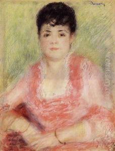 Portrait Of A Woman In A Red Dress by Pierre Auguste Renoir