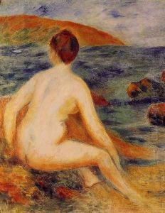 Nude Bather Seated By The Sea by Pierre Auguste Renoir