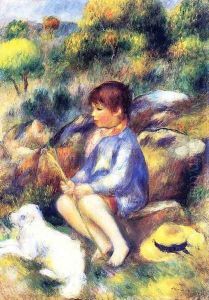 Young Boy At The Stream by Pierre Auguste Renoir