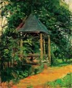 Garden Scene (arbor) by Laszlo Mednyanszky