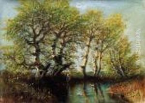 Riverside Lit By Afternoon Sunlight by Laszlo Mednyanszky